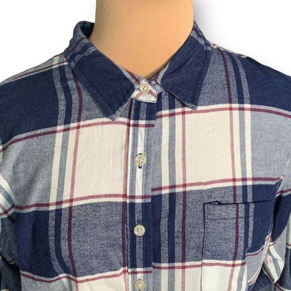 Weatherproof Vintage Plaid Flannel Comfort Stretch Navy Button-Down Shirt XL - Picture 4 of 13